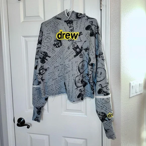 Drew House Secret Deconstructed scribble gray hoodie w Drew House Secret Deconstructed scribble gray hoodie w